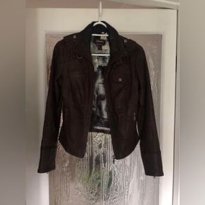 Genuine Brown Leather Jacket - Size 2XS/XS